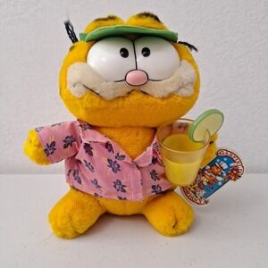 RARE Vtg Dakin 1981 Garfield the Cat Plush Stuffed Toy Kool Kat Vacation Lime 9"